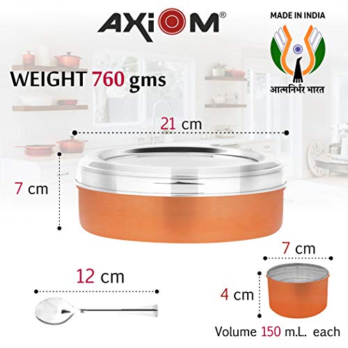 AXIOM Spice Box Stainless Steel with 7 containers for masala, transparent lid and unbreakable steel spoon. Copper 1800 ml - Image 5