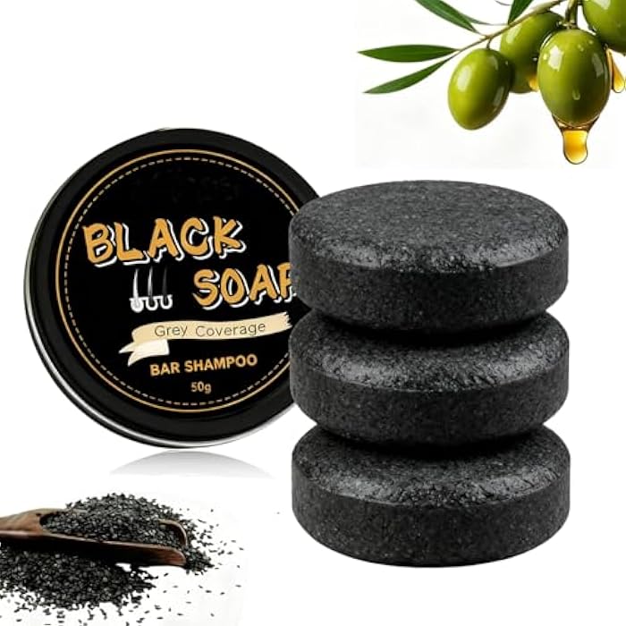 Aaiffey Gray Hair Reverse Bar Soap, Black Shampoo Bar for Hair & Beard Darkening, Herbal Black Soap for Men & Women Gray Hair Coverage, Deep Clean & Nourish the Scalp 3Pcs - Image 1