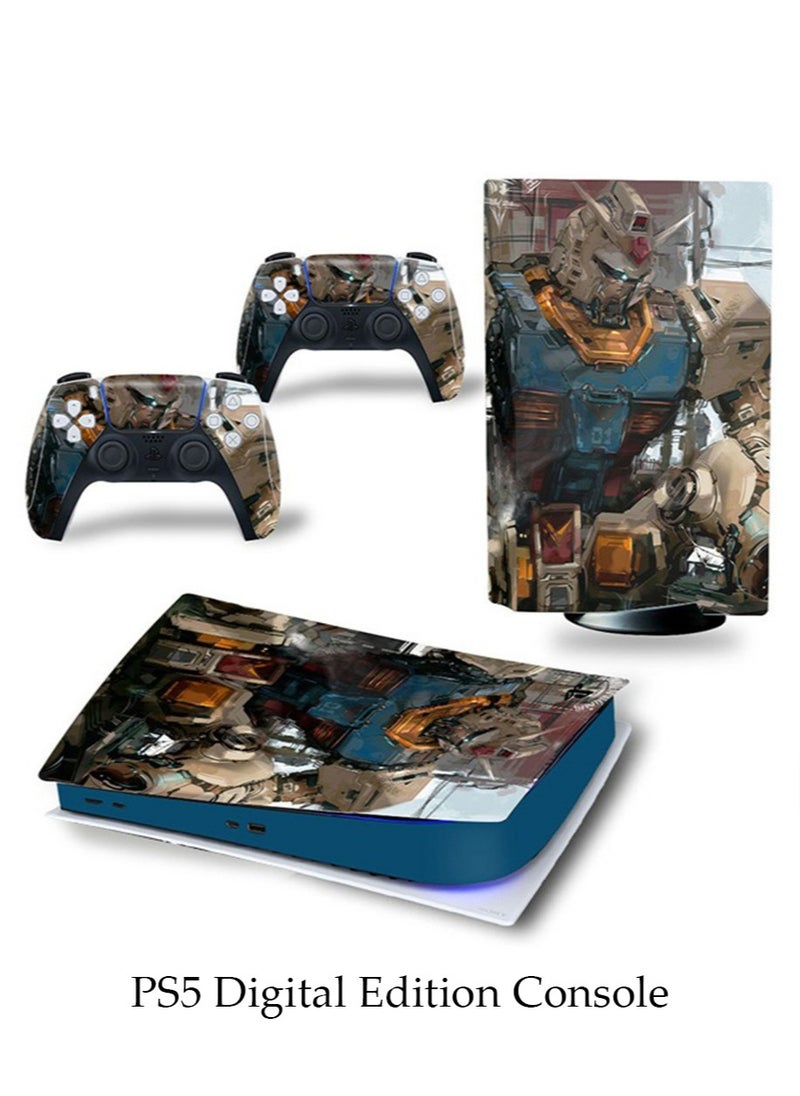 IINE - Sony PS5 Console Controller Skins Set, Skin Wrap Decal Sticker PS5 Digital Edition Console, Protective Film Sticker for PS5 Gundam Warrior , PS5 Digital Edition Console Sticker, Vinyl Cover Sticker - Image 1