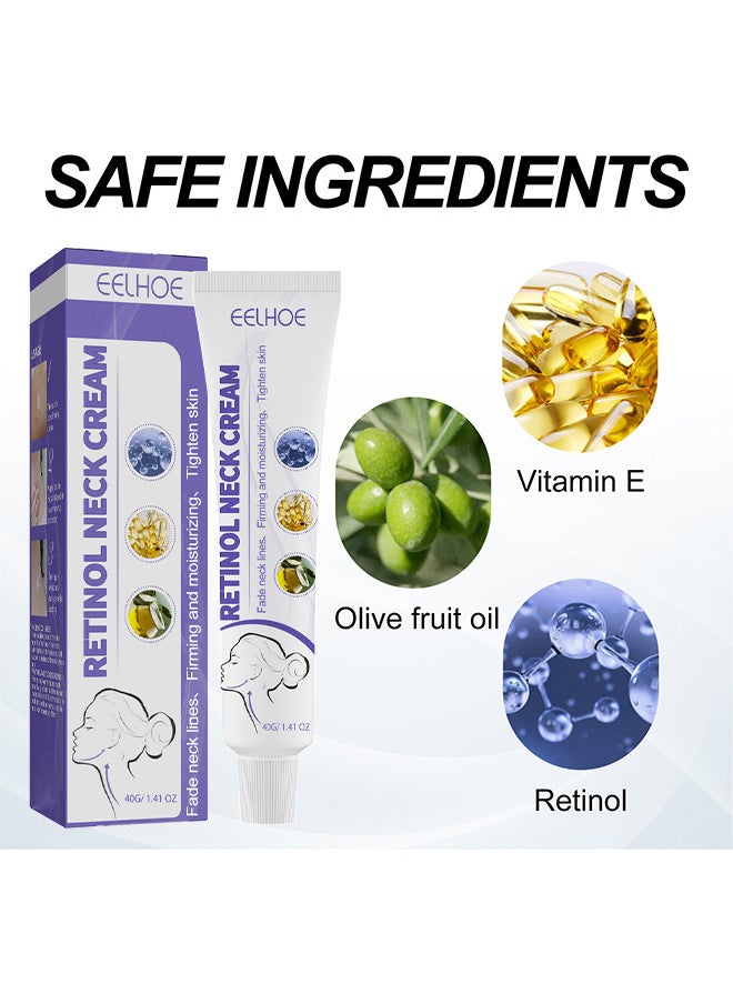 Retinol Neck Cream, Fade Neck Lines, Firming And Moisturizing Brighten Skin Neck Massage, Reshape Swan Neck 40G