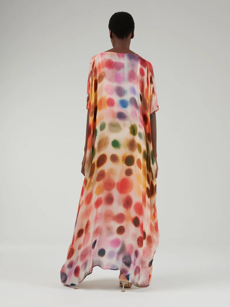 leem Polka Dot Kaftan With Scarf