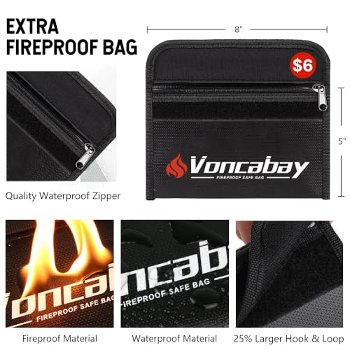 Voncabay Money Safe Box for Home with Sensor Light & Fireproof Money Bag - 0.23 Cubic Feet Security Safe Box with Digital Keypad, Keys & Pass Code Lock, 9.05" W x 6.69" D x 6.69" H, Black - Image 4