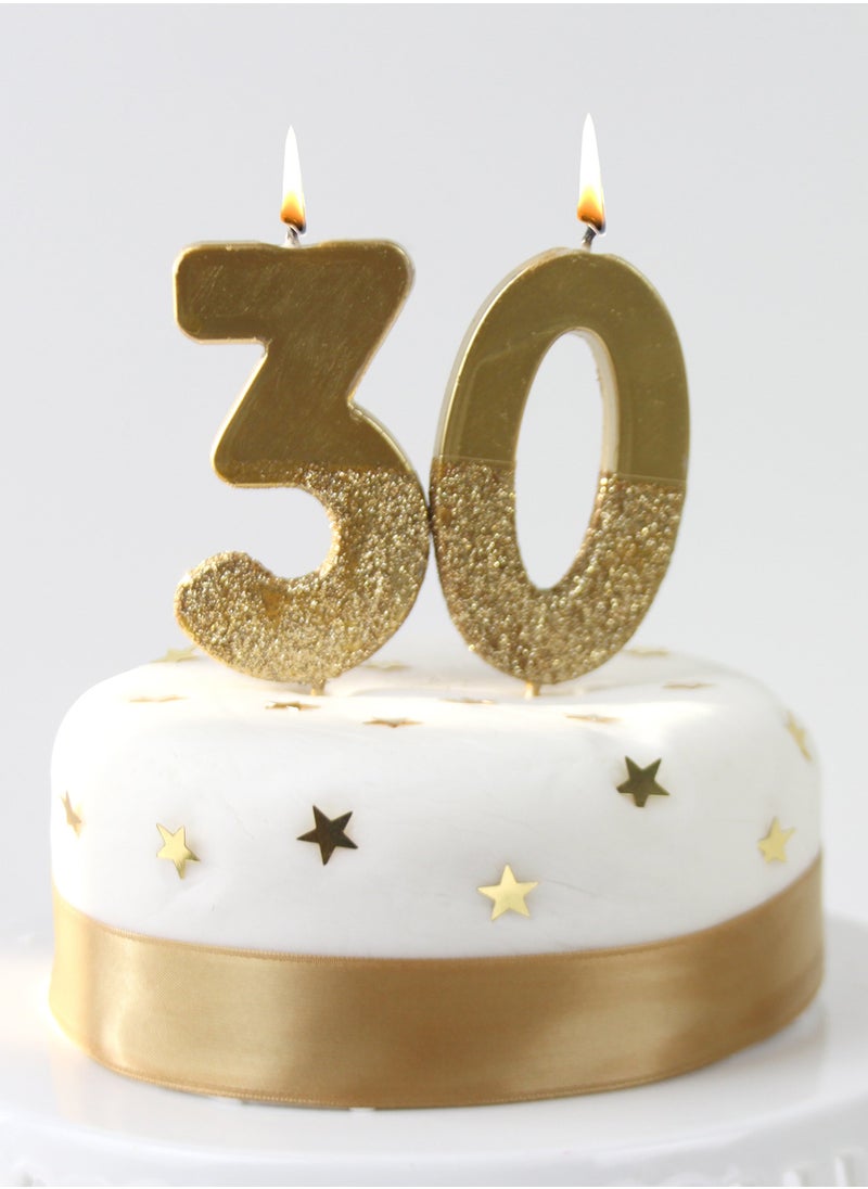Talking Tables Talking Tables 3 Number Birthday Candles, Candle for Cake Decoration, Candle for Birthday Cake Topper, Anniversary Cake Number Candle. Candle stick for special occasions such as birthdays and Anniversaries (3 Number Candle, Gold Glitter Dipped Candle)  - Image 3