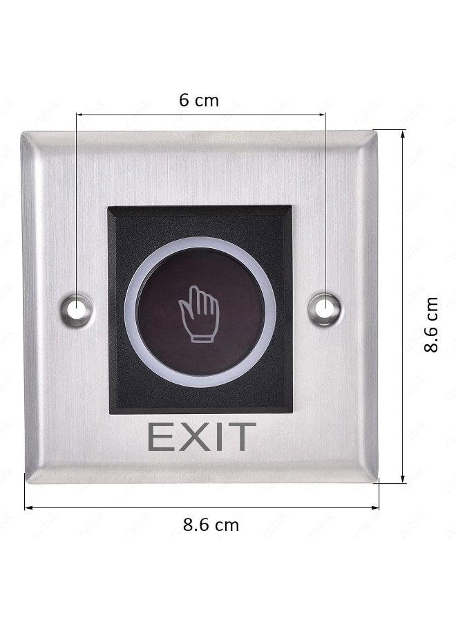 Rubik - No Touch Door Release Exit Button Sensor With Led, Contactless Ir Control Switch Stainless Steel Panel Input Dc12V Output No/Com For Access Control Door Gate Automation And Electronic Locks - Image 1