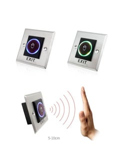 Rubik No Touch Door Release Exit Button Sensor With Led, Contactless Ir Control Switch Stainless Steel Panel Input Dc12V Output No/Com For Access Control Door Gate Automation And Electronic Locks  - Image 2