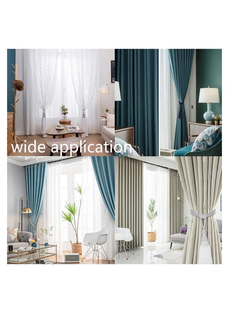 KASTWAVE 1 زوج من أربطة الستائر، أربطة ستائر أنيقة مصنوعة يدوياً، مسكات قماشية لتثبيت الستائر، زخرفة نافذة للمكتب المنزلي، كرات جميلة لتثبيت الستائر، بيج - Image 4