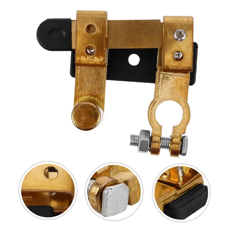 Heavy Duty Brass Top Post Battery Disconnect Switch for Automotive Marine RV and Truck 1-Button Cut Off Power Protection Negative Cable Master Switch - Image 4