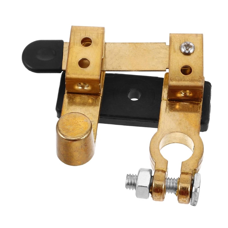 Heavy Duty Brass Top Post Battery Disconnect Switch for Automotive Marine RV and Truck 1-Button Cut Off Power Protection Negative Cable Master Switch - Image 1