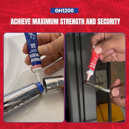 GH1200-6gx2 Pack Thread Lock Medium and Strong Strength for Nuts, Bolts, and Metals, Threadlocker Lock Tight & Seal Fasteners with Stable and Consistent Performance - Image 3