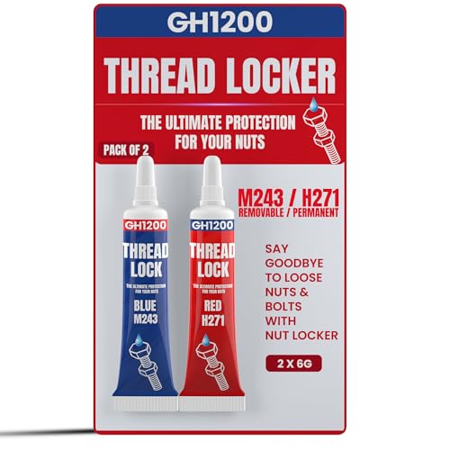 GH1200-6gx2 Pack Thread Lock Medium and Strong Strength for Nuts, Bolts, and Metals, Threadlocker Lock Tight & Seal Fasteners with Stable and Consistent Performance - Image 1