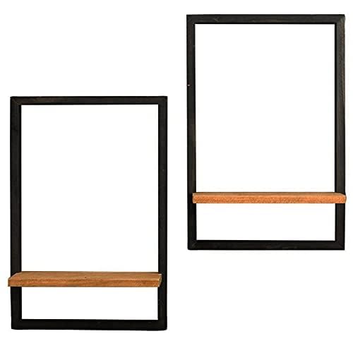 ODEJIA 15inch Floating Wall Shelves Wall Mounted Set of 2 Rustic Large Wall Shelf with Ledge for Bathroom Bedroom Kitchen Living Room for Office BlackTeak - Image 5