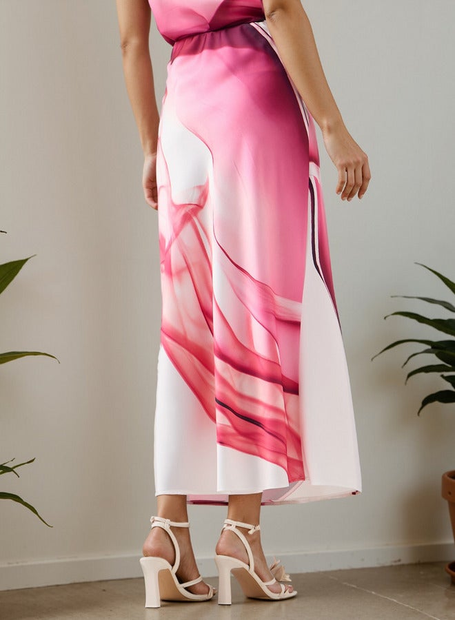 ايكونيك تنورة ماكسي أيقونية مطبوعة بخصر مطاطي - Image 3