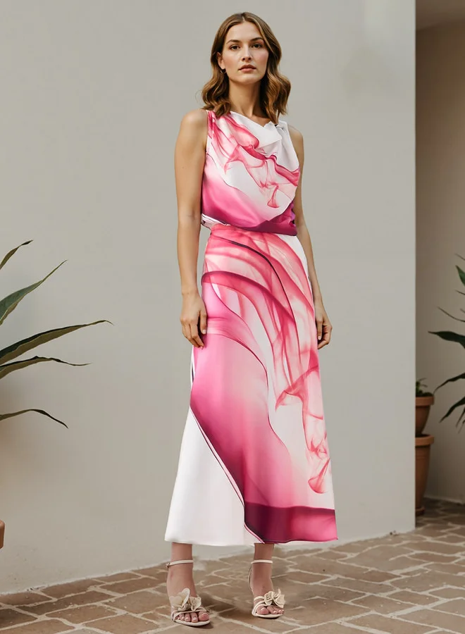 ايكونيك تنورة ماكسي أيقونية مطبوعة بخصر مطاطي