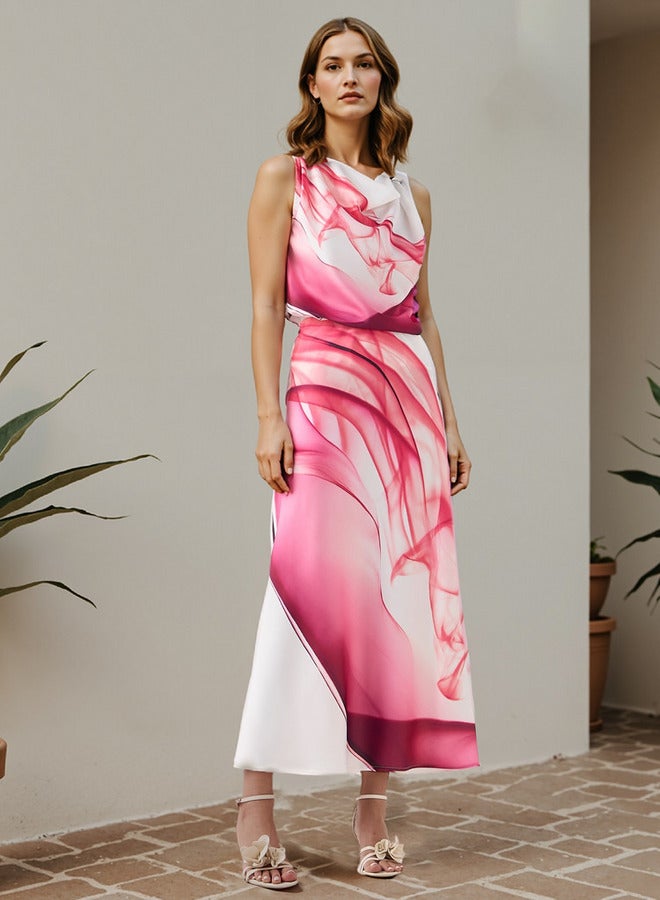 ايكونيك تنورة ماكسي أيقونية مطبوعة بخصر مطاطي - Image 2