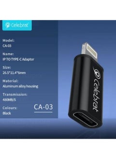 Celebrat Celebrat CA-03 Aluminum Alloy OTG Adapter Support Lightning To Type-C interface Data Transfer With Mini Design And Charging Function For Multi Devies - Black  - Image 2