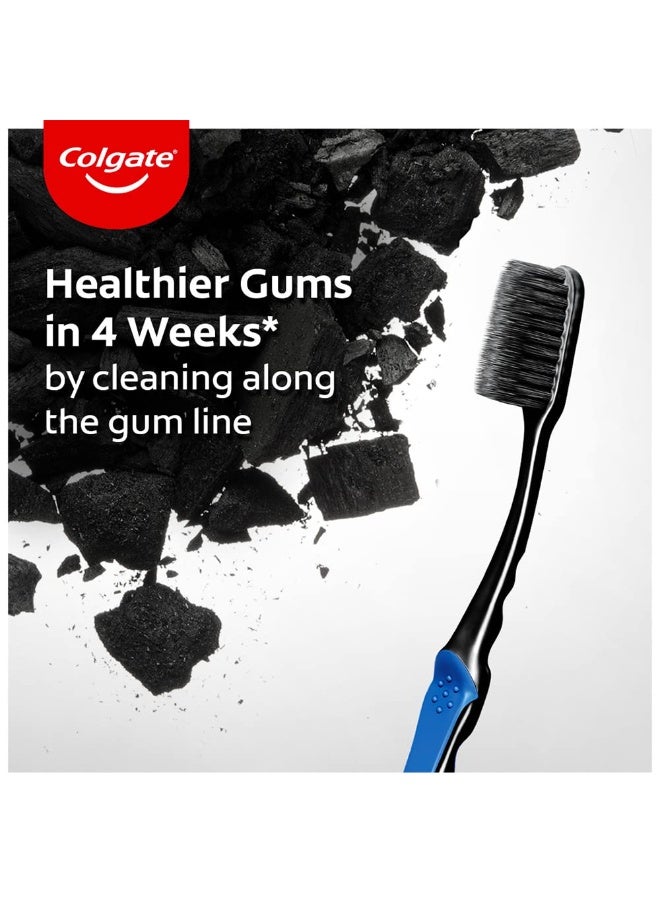 Colgate Slimsoft Charcoal Manual Toothbrush for Adults - 4 Pcs, 17X Slimmer Tip Bristles - Image 4