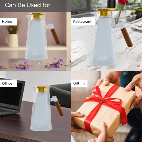 UMAI Borosilicate Glass Water Jug With Airtight Lid (1.5 Litre) | Handle | Diwali Gift | Dining Table | Detox Jar (Clear) - Image 5