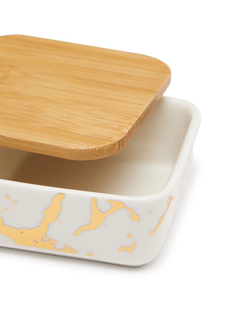 Simply Kitchen Candy Box With Bamboo Tray S/4 White/Gold  - Image 5