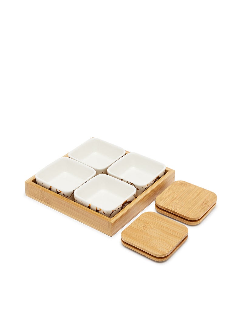 Simply Kitchen Candy Box With Bamboo Tray S/4 White/Gold  - Image 3