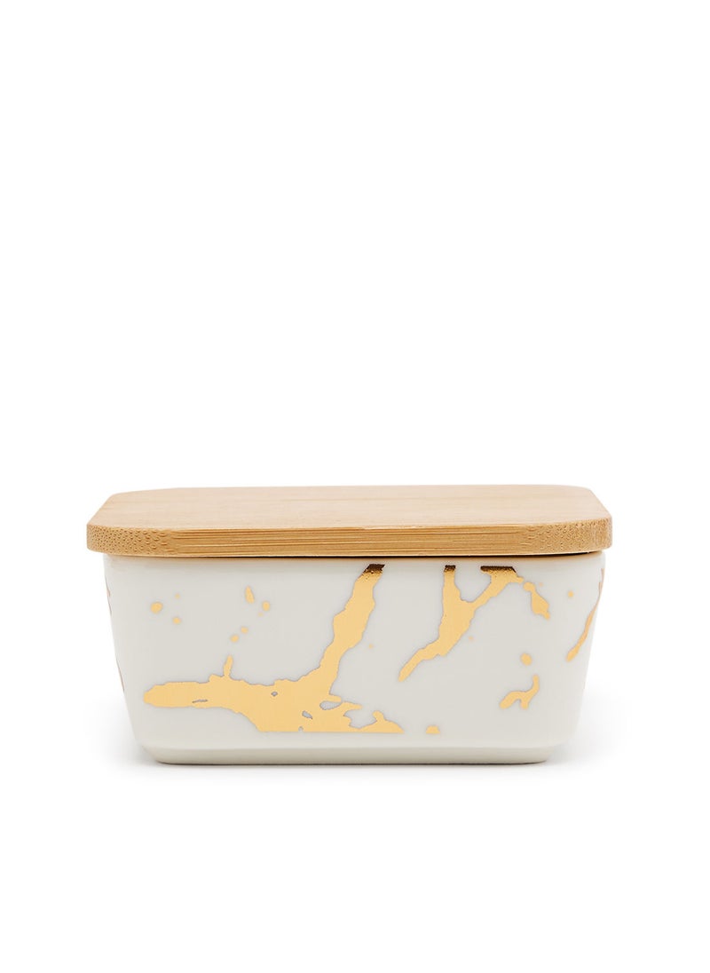Simply Kitchen Candy Box With Bamboo Tray S/4 White/Gold  - Image 4