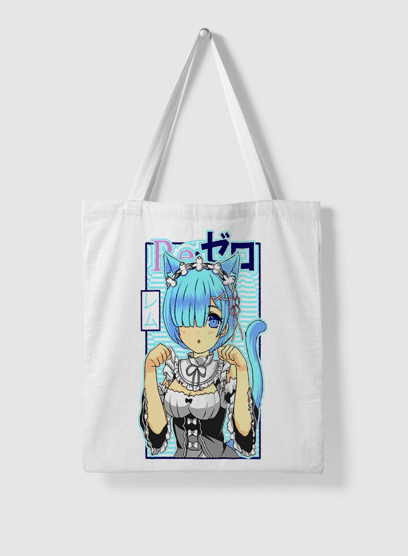LOWHA Polyester Tote Bag with Shoulder Straps and Cute Rem With Cat Ears Anime Pattern - Image 4