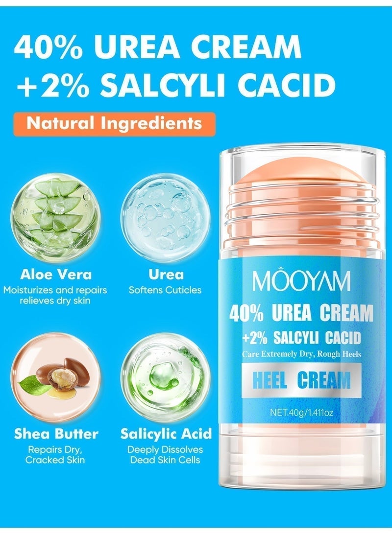 MOOYAM 40% Urea Cream with 2% Salcyli Cacid 40g Intensive Heel Repair Treatment for Extremely Dry Rough Cracked Heels and Feet Fast Absorbing Moisturizer - Image 2