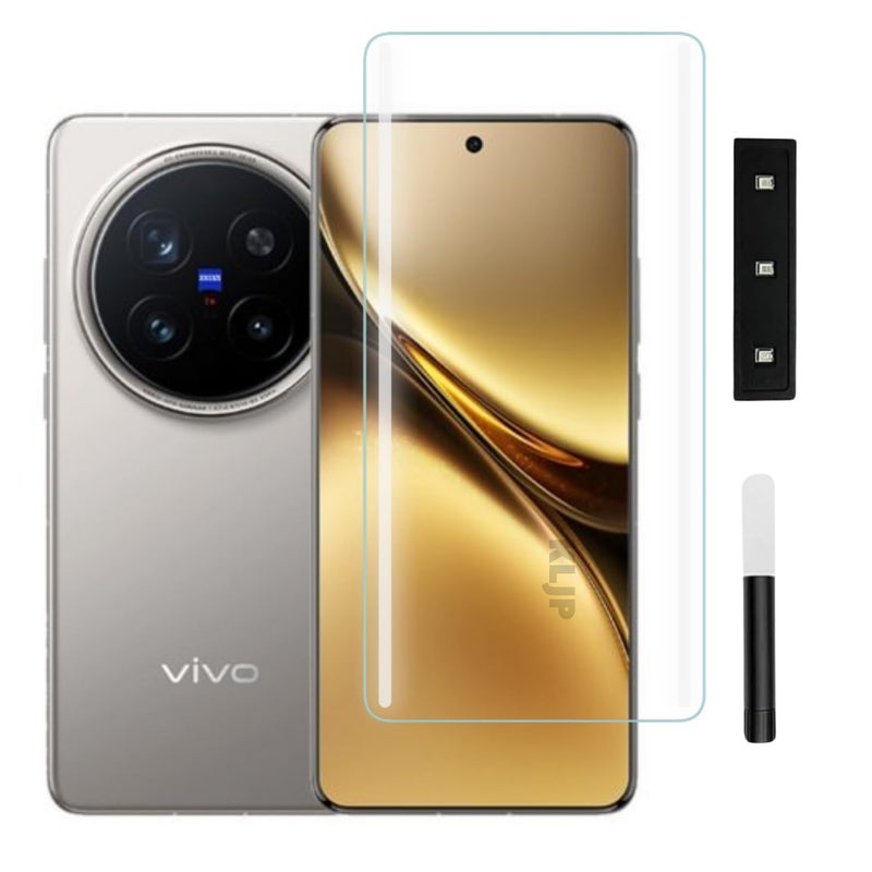 KLJP حماية شاشة زجاجية مقواة HD+ UV متوافقة مع Vivo X200 Pro (عبوة من 1) لاصقة بالكامل UV صديقة للحالات مع وضوح HD+ - Image 1