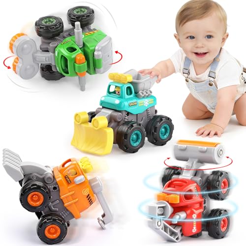 ORWINE Baby Boy Toys Cars Push and Go Cars for Kids Friction Powered Stunt Trucks 4PCS Construction Vehicles Baby Toys for 2 3 4 5 Years Old Boys Girls Birthday for Toddler Age 23 - Image 1