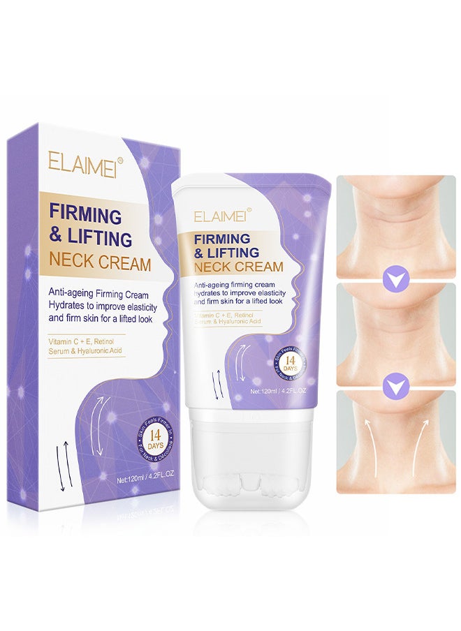 Elaimei Neck Firming And Lifting Cream, Skin Firming Lotion For Neck And Body, Neck Cream For Anti-Aging, Wrinkles, Reduce Double Chin, Firm Sagging Skin, Skin Tightening 120ML  - Image 1
