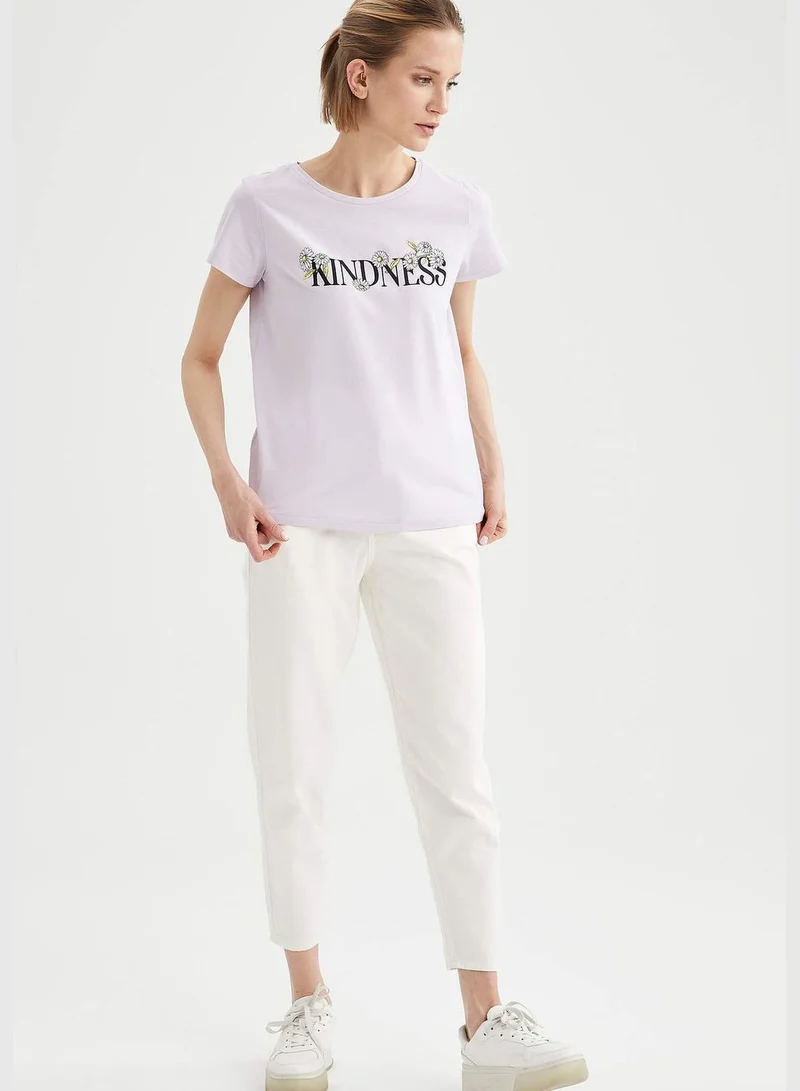 DeFacto Woman Regular Fit C Neck Knitted Short Sleeve T-Shirt