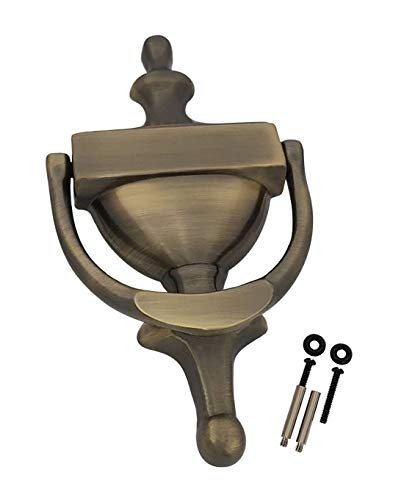 QCAA Solid Brass Door Knocker 7 Antique Brass Made in Taiwan 1 Pack