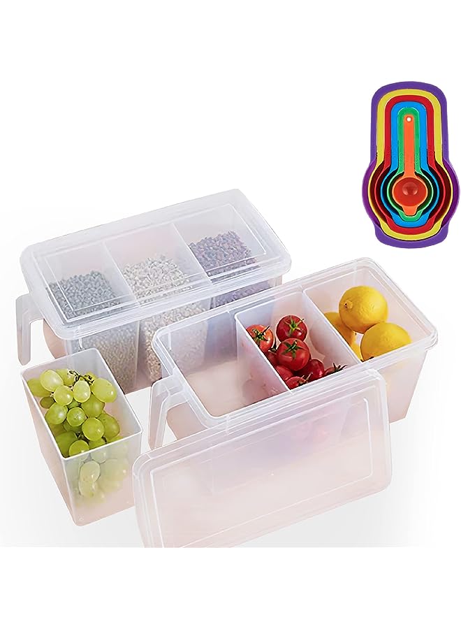 IAF Kitchen Organizer Containers & Food Storage Box With Lids, For Refrigerator, Fridge Organizer & Food Storage Boxes With Handles Freezer Safe (Set of 2 Organizers With Lid And 6 Removable Bins) - Image 1