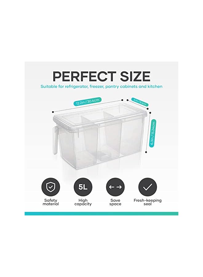 IAF Kitchen Organizer Containers & Food Storage Box With Lids, For Refrigerator, Fridge Organizer & Food Storage Boxes With Handles Freezer Safe (Set of 2 Organizers With Lid And 6 Removable Bins) - Image 3
