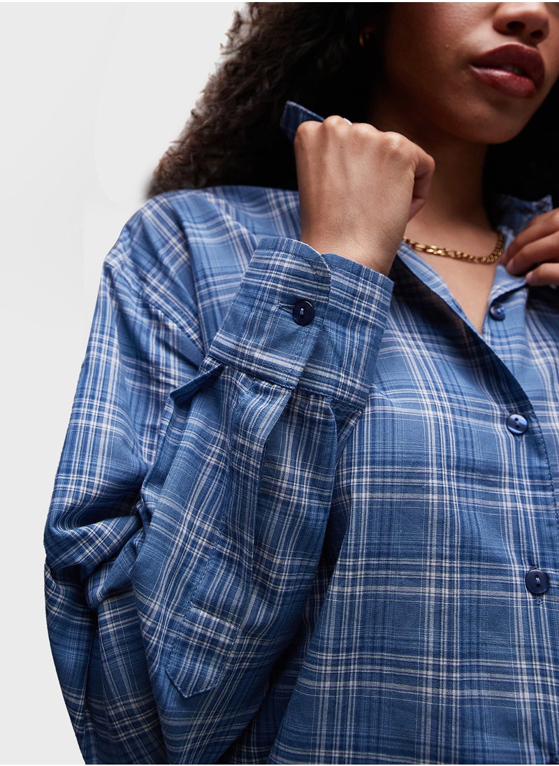 TOPSHOP Topshop Shirt In Blue Check  - Image 3