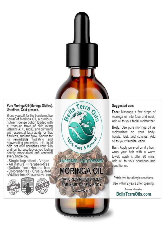 Bella Terra Oils - Organic Moringa Seed Oil 2 oz - Luxuriously Cold-Pressed, High in Vitamin A, C & E, Abundant in Oleic Acid, A Facial Elixir for Radiant Beauty - Image 2
