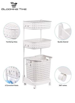 BLOOMING TIME 3-layer storage rack can be used as a laundry basket White  - Image 2