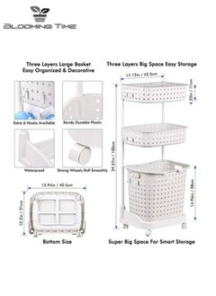 BLOOMING TIME 3-layer storage rack can be used as a laundry basket White  - Image 3