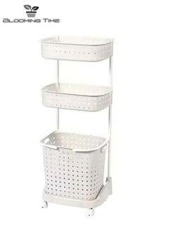 BLOOMING TIME 3-layer storage rack can be used as a laundry basket White  - Image 1