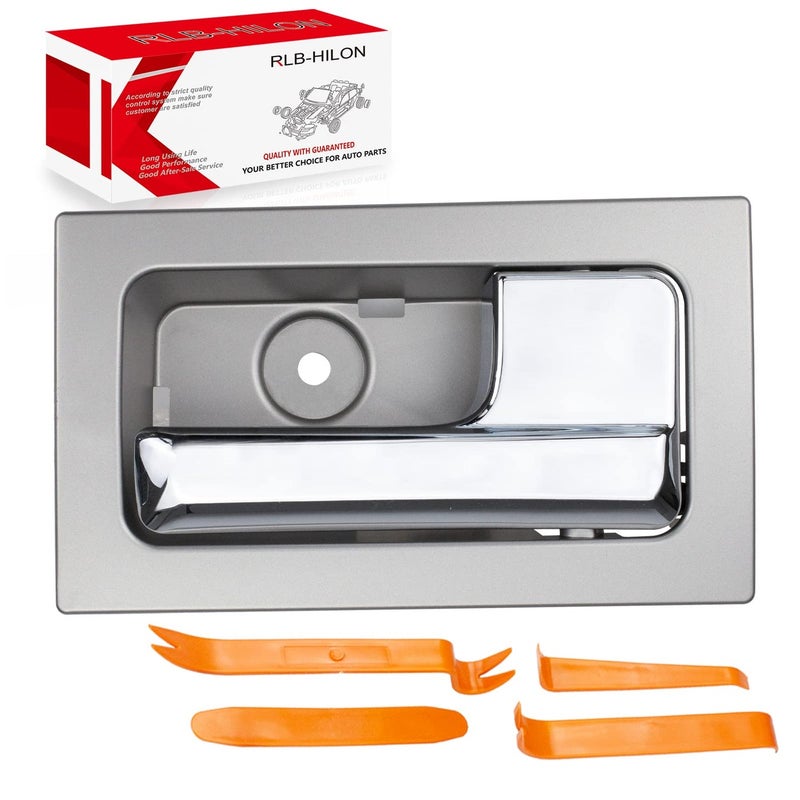 RLBHILON Interior Door Handle Compatible with Ford F150 2009 to 2014 Year Front or Rear Right Passenger Side Door Chrome Lever Gray Housing Replacement for CL3Z1522600GA 9L3Z1522600CB