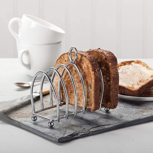 Kilo Victorian Design Chrome 6 Slice Toast Rack with Ball Feet and Loop Carry Handle - Image 2