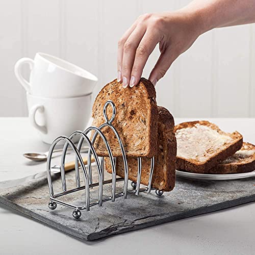 Kilo Victorian Design Chrome 6 Slice Toast Rack with Ball Feet and Loop Carry Handle - Image 3