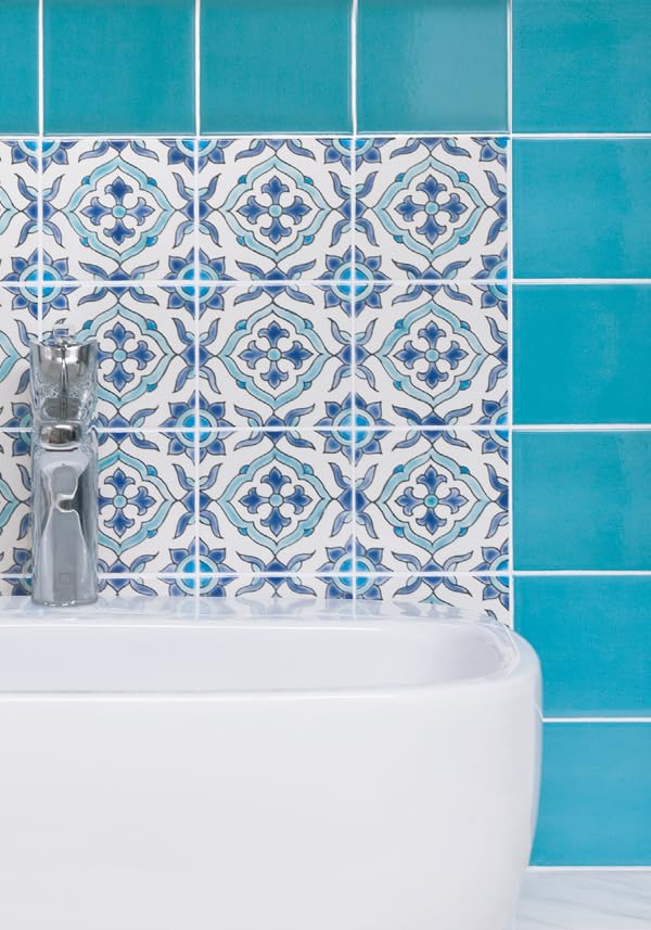 DYARI 4x4 Inch Solid Color Ceramic Wall Tiles – High Gloss Finish Square Tiles for Kitchen Backsplash, Bathroom & Shower – Vibrant Colors (Turquoise, 9 Tiles (1 Sq Ft)) - Image 2