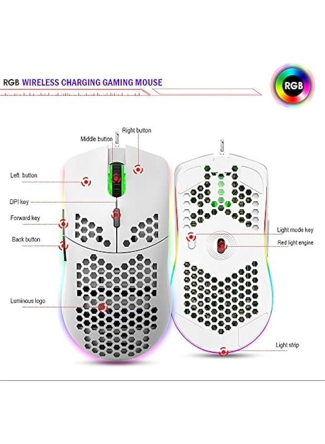 USB Gaming Mouse, Honeycomb Hollow Design Ergonomic Wired Mouse with Backlight, up to 6400 DPI, RGB Gaming Mouse for Mac, Laptop, Computer, PC - Image 2