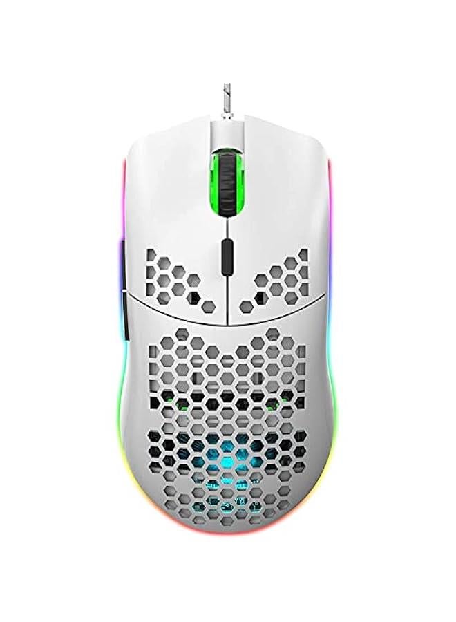 USB Gaming Mouse, Honeycomb Hollow Design Ergonomic Wired Mouse with Backlight, up to 6400 DPI, RGB Gaming Mouse for Mac, Laptop, Computer, PC - Image 1