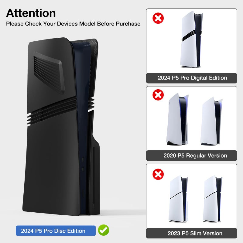 innoAura P5 Pro Plates Cover Faceplates for 2024 Model P5 Pro Disc Edition, Enhanced Cooling Vents & Dust Filter, Anti-Scratch Protective Case with Heat Dissipation Design (Black) - Image 2