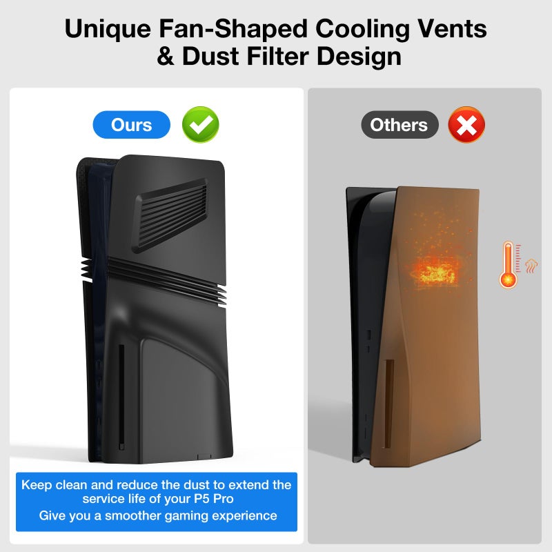 innoAura P5 Pro Plates Cover Faceplates for 2024 Model P5 Pro Disc Edition, Enhanced Cooling Vents & Dust Filter, Anti-Scratch Protective Case with Heat Dissipation Design (Black) - Image 3