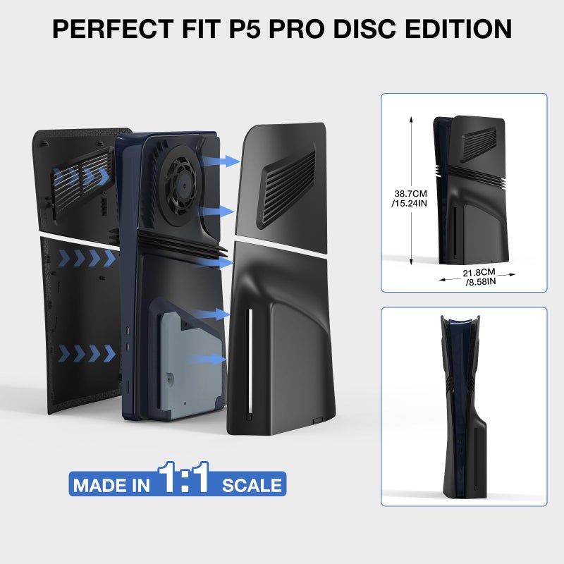 innoAura P5 Pro Plates Cover Faceplates for 2024 Model P5 Pro Disc Edition, Enhanced Cooling Vents & Dust Filter, Anti-Scratch Protective Case with Heat Dissipation Design (Black) - Image 5