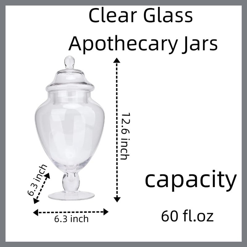 Diamond Star Glass Apothecary Jars with Lid, Clear Glass Candy Jar for Candy Buffet, Decorative Glass Jar for Party, Wedding and Home Decor, Classic Glass Candy Canister (Height: 12.6", Diameter: 6.5") - Image 2