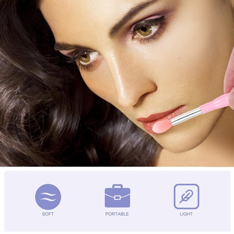 مجموعة فرشاشات تطبيق أحمر الشفايف المصنوعة من السيليكون (6 قطع) مع غطاء، لمستحضرات تجميل الشفايف مثل الغلوس والبلسم، مناس��ة للسفر والاستخدام اليومي. - Image 3
