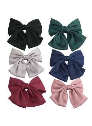 Idoudou Set Of 6 Big Satin Solid 8 Inch Bow Hair Clips Women Barrettes - pzsku/Z45A955C394DF01EC502AZ/45/_/1696070990/b4fdadd1-246f-4046-b48d-5da3aed00d70